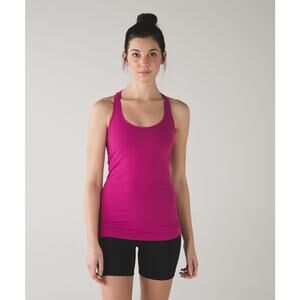 Lululemon Cool Racerback Tank Top Raspberry Jelly Logo Yoga Solid A
